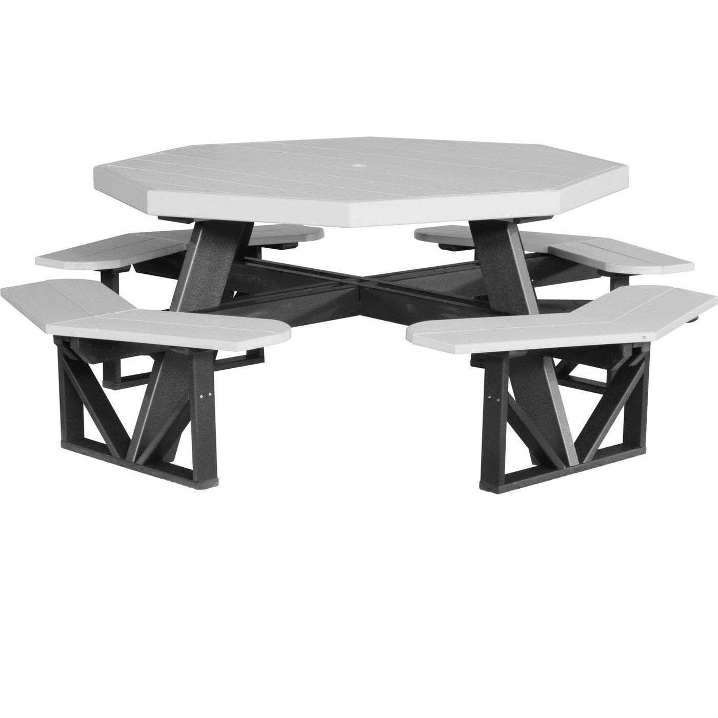 Eco-Friendly Recycled Plastic Octagon Picnic Table with Cup Holder - Dove Gray Outdoor Dining Set for Patio, Garden, Park & Camping
