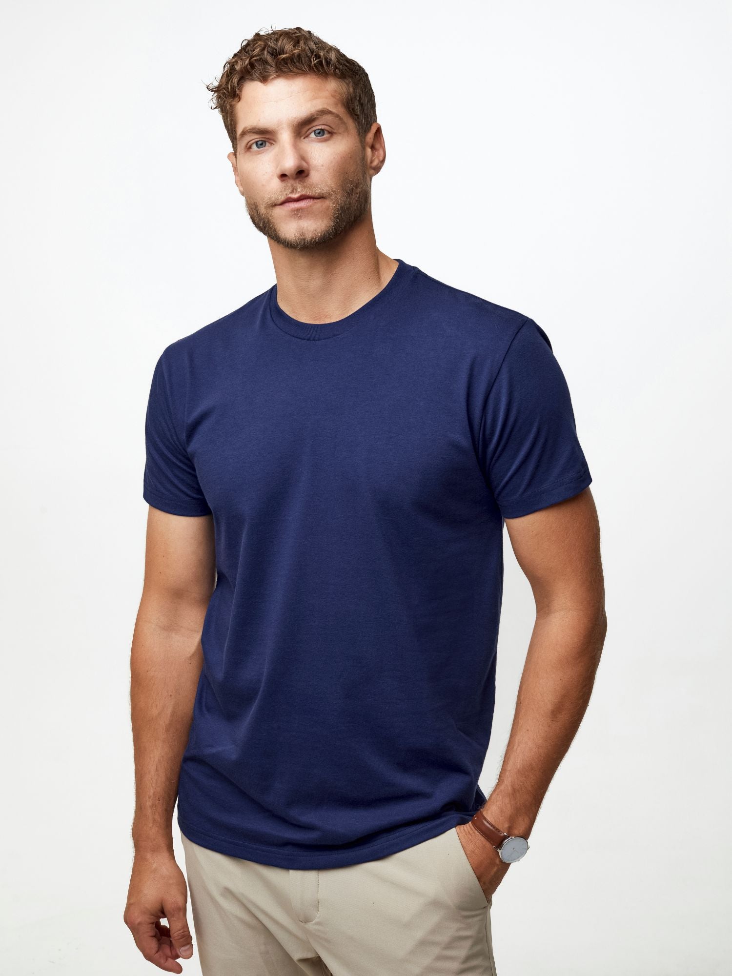 Premium Midnight Blue Crew Neck T-Shirt for Men - Soft Cotton Casual Tee - Perfect for Everyday Wear, Gym & Outings