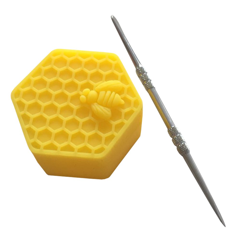 Gentcy 26ml 5-Pack Yellow Hexagon Silicone Containers with Non-Stick Lids & Holder - Perfect for Makeup, Skincare, Spices, and Travel Organization