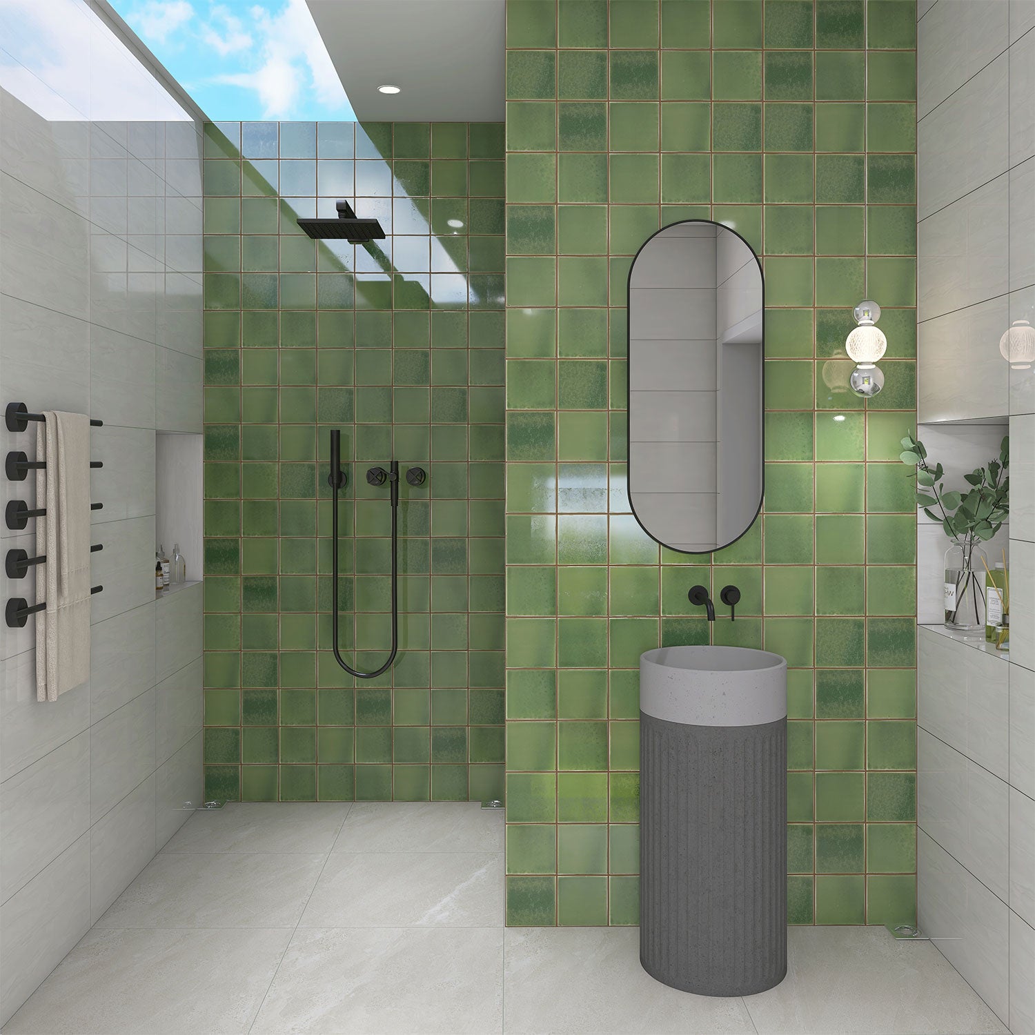 Havana Emerald Green 150x150mm Handmade Zellige Glossy Ceramic Tile - Perfect for Kitchen Backsplash, Bathroom Walls & Mediterranean Style Decor