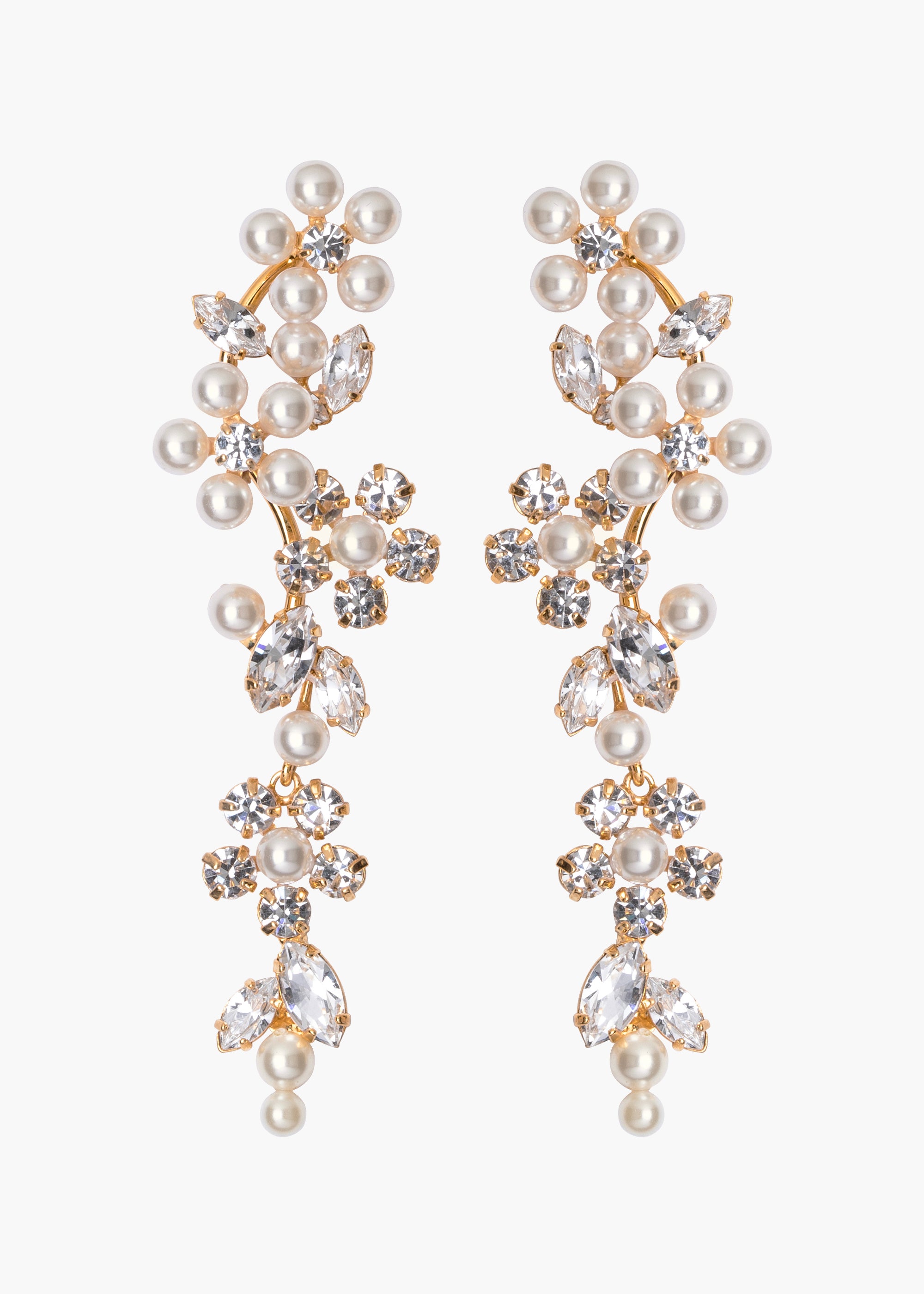 Jacinthe Crystal Earrings - Antique Gold Plated Dangle Earrings for Women, Elegant Jewelry Gift for Wedding, Party & Special Occasions