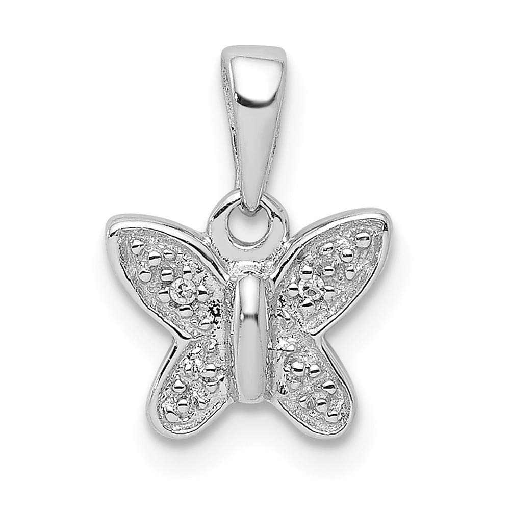 Sterling Silver Rhodium Plated Diamond Butterfly Pendant Necklace for Women - Elegant Airplane Pilot Jewelry Gift for Birthday, Anniversary & Special Occasions