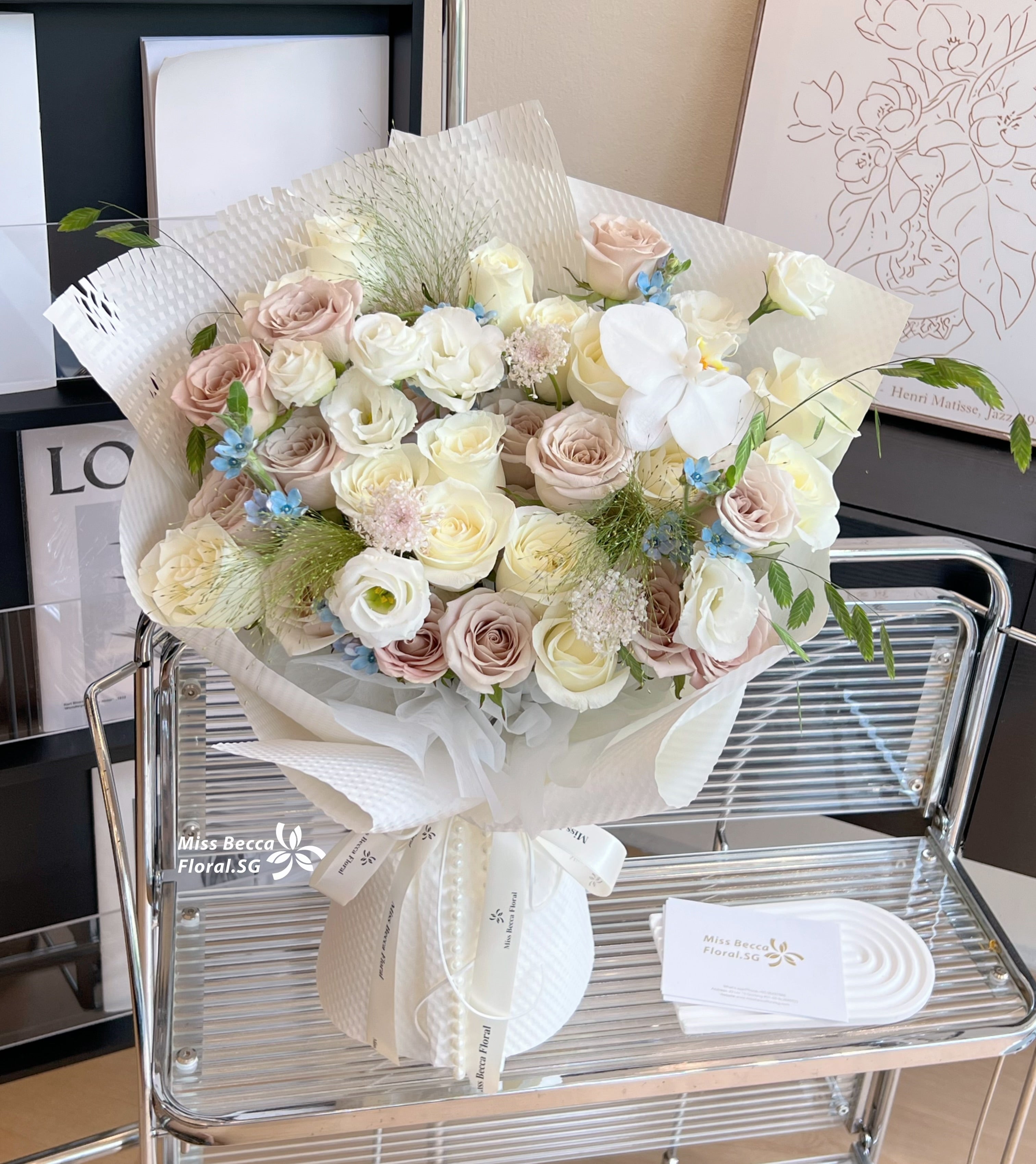 Korean Style Manta White Rose Bouquet - Fresh Flowers for Weddings, Anniversaries & Home Decor