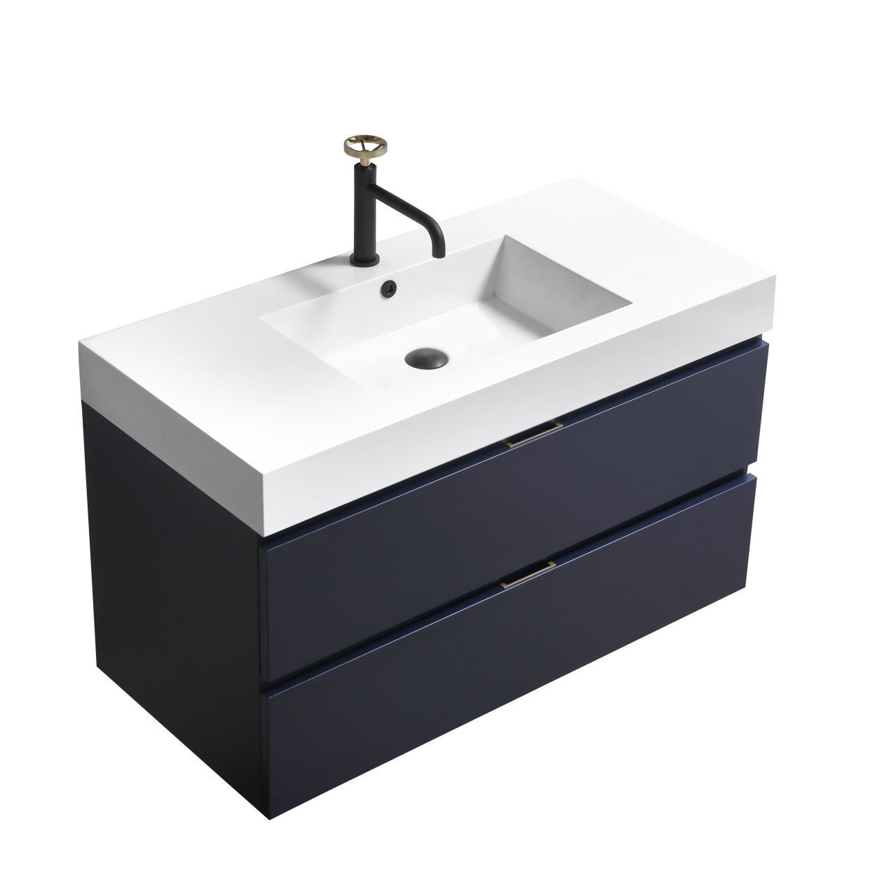 BSL40 Dark Blue Wall Mount Bathroom Vanity - Modern Floating Bathroom Sink Cabinet for Small Space, Apartment & Powder Room