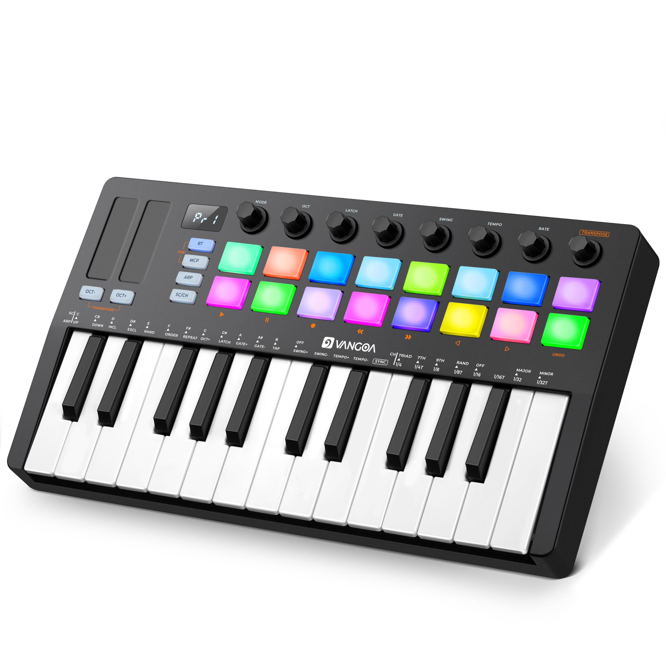 Vangoa 25-Key MIDI Pad Controller with 16 RGB Drum Pads - Wireless Beat Maker Machine for Music Production, Computer Recording & DJ Performance | Perfect for Beginners & Home Studio Music Making