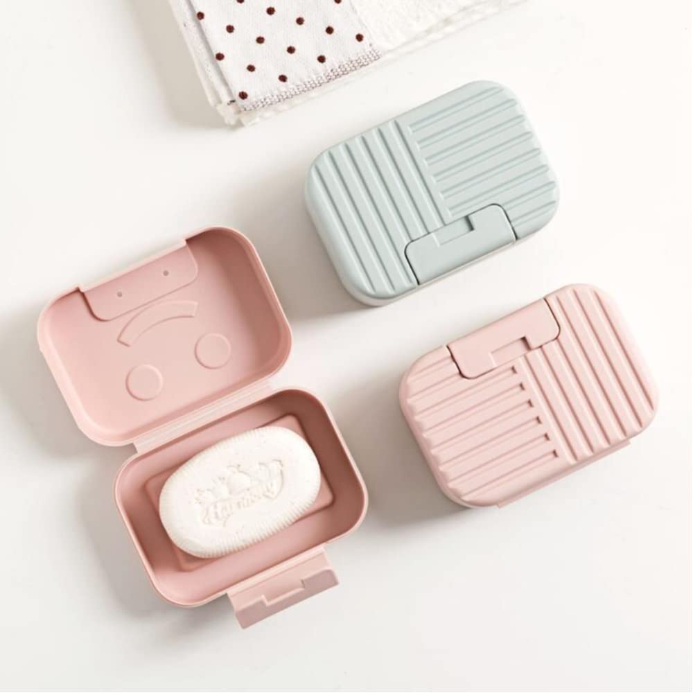 2-Pack Travel Soap Container with Lid - Leakproof Soap Holder Dish Box for Camping, Gym, Hotel & Airplane Travel Accessories (Green & Pink) - Perfect Gift for Travel Lovers