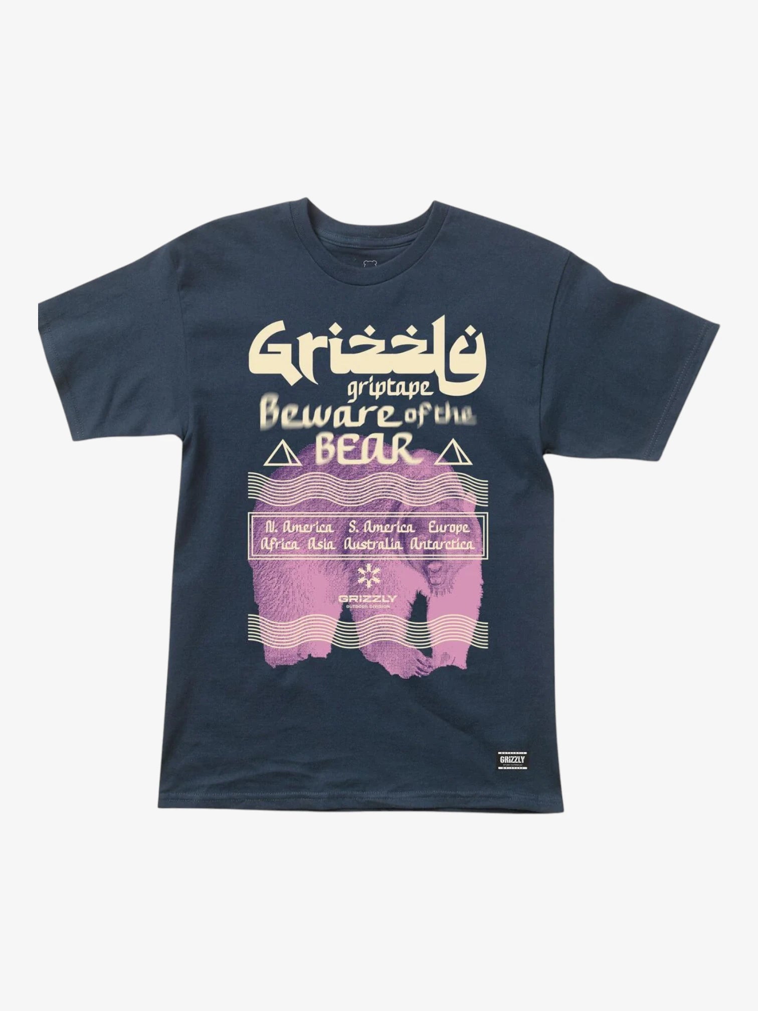 Grizzly Sanskrit Blue T-Shirt for Men - Comfortable Cotton Casual Tee for Yoga, Gym & Everyday Wear