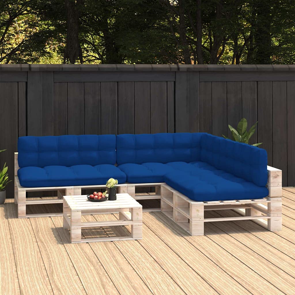 Premium Pallet Sofa Cushion Set - 7-Piece Thick Padded Seat Cushions for Outdoor Patio Furniture - Royal Blue - Waterproof & Comfortable for Garden, Deck, Poolside Lounge