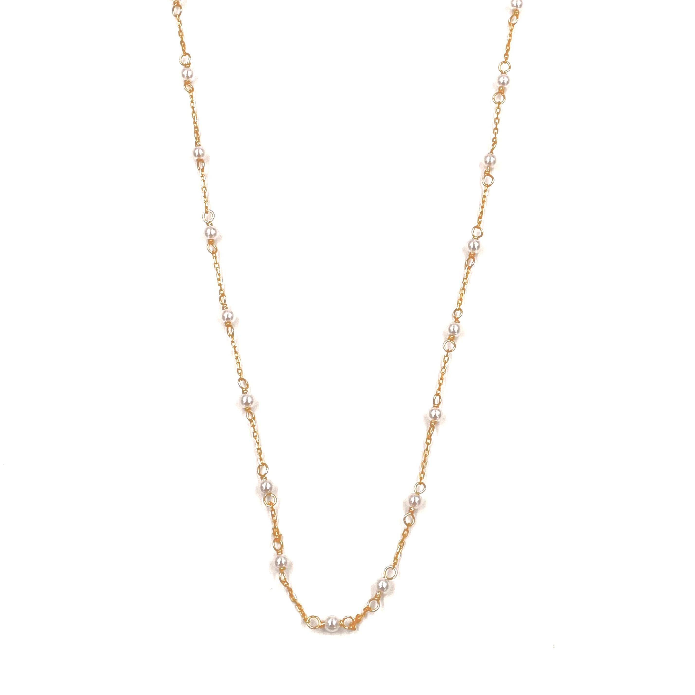 Ashley Gold Sterling Silver Gold Plated Pearls By The Yard Necklace - Elegant Layered Pearl Chain for Women, Perfect for Weddings, Parties & Everyday Wear
