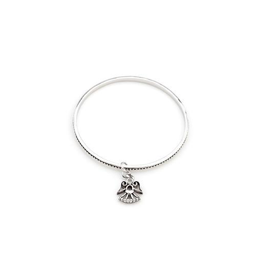 Solitaire Angel Charm Bangle - Elegant Sterling Silver Bracelet for Women, Perfect Gift for Birthday, Anniversary & Special Occasions | Dainty Jewelry for Everyday Wear & Formal Events