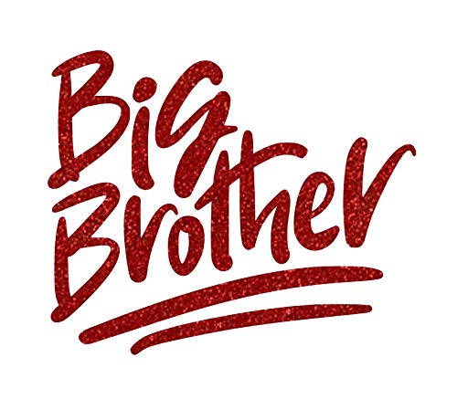 Big Brother Iron On Decal - Heat Transfer Vinyl Patch for Family Shirts - Big Little Bro HTV Graphic Ready To Press - Red Glitter Design - Perfect for Sibling Matching Outfits, Family Reunions & DIY Craft Projects