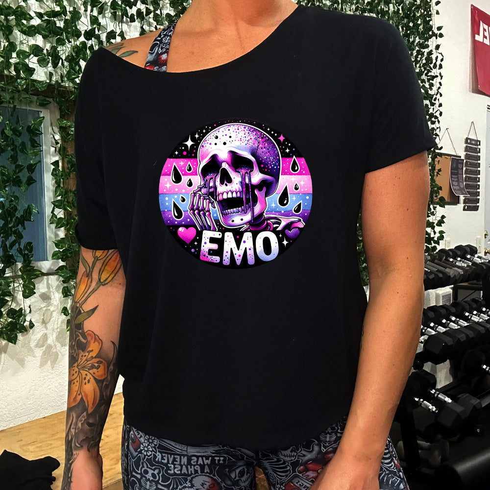 Emo Skull Graphic Slouchy T-Shirt | Trendy Gothic Streetwear for Men & Women | Perfect for Concerts, Festivals, and Alternative Fashion