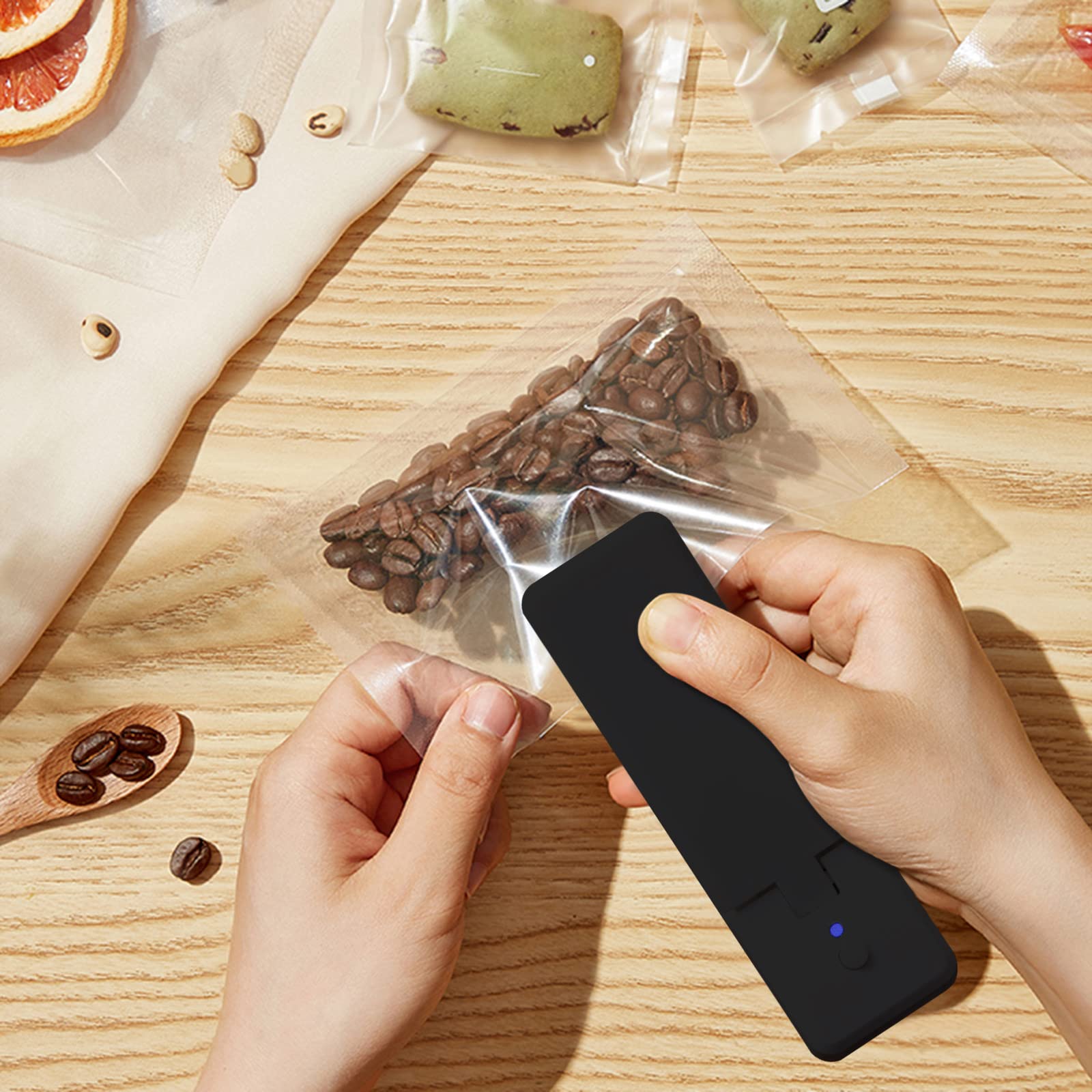 USB Rechargeable Magnetic Bag Sealer - Mini Portable Food Sealing Machine for Chips, Snacks & Plastic Bags | Handheld Kitchen Vacuum Sealer for Fresh Storage | Ideal for Home, Travel & Camping (Black)