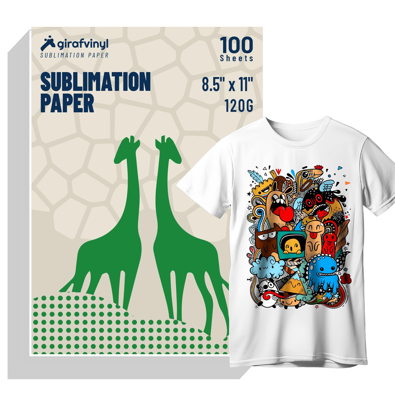 Premium 8.5x11 Inch Sublimation Paper - 100 Sheets 120g Heat Transfer Sticker Paper for Sublimation Printers & Ink | Perfect for T-Shirts, Mugs, Tumblers & DIY Crafts