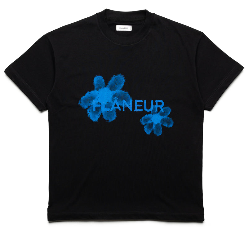 Flaneur Floral Watercolor T-Shirt for Women - Soft Cotton Black Tee - Perfect for Casual Wear, Summer Outfits & Layering