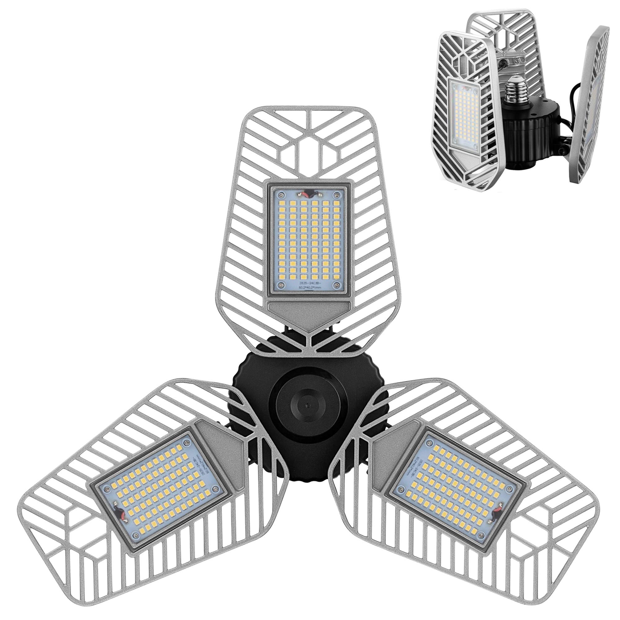 Bright 9000 Lumens LED Garage Lights - 82W Adjustable Ceiling Shop Lighting with 80 CRI, Deformable Design for Workshop & Basement (1-Pack) - Perfect for Auto Repair, Home Garage & Storage Areas