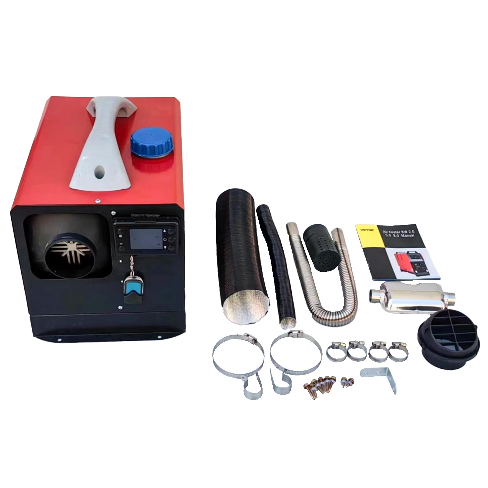 VEVOR 5kW 12V Diesel Air Heater with LCD Display & Remote Control - 0.16-0.52 L/Hr Fuel Consumption - for Trucks, Buses, RVs, and Camping in Cold Weather
