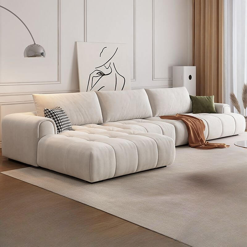 Modern L-Shaped Sectional Sofa with Chaise Lounge, Left-Facing Design, Natural Wood Legs & Hidden Support - Perfect for Living Room, Home Theater & Small Spaces