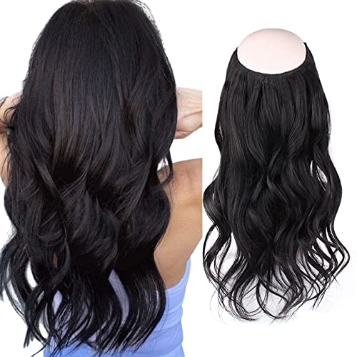 Sassina Jet Black 20 Inch Miracle Wire Hair Extensions - 120g Real Human Hair with Invisible Fish Line for Women | Perfect for Daily Styling, Parties & Special Occasions