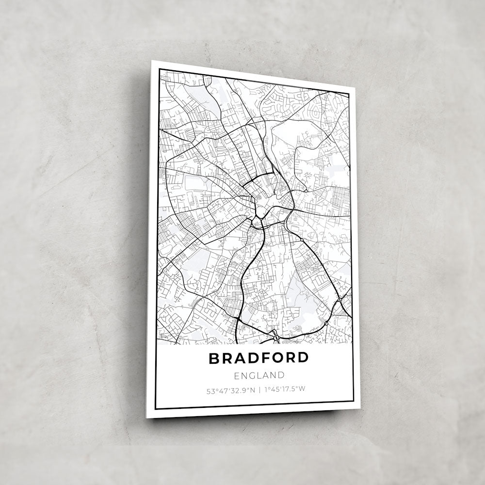 Bradford Map Glass Wall Art - Elegant Home Decor for Living Room, Office & Bedroom - Perfect Gift for Map Lovers & Travel Enthusiasts