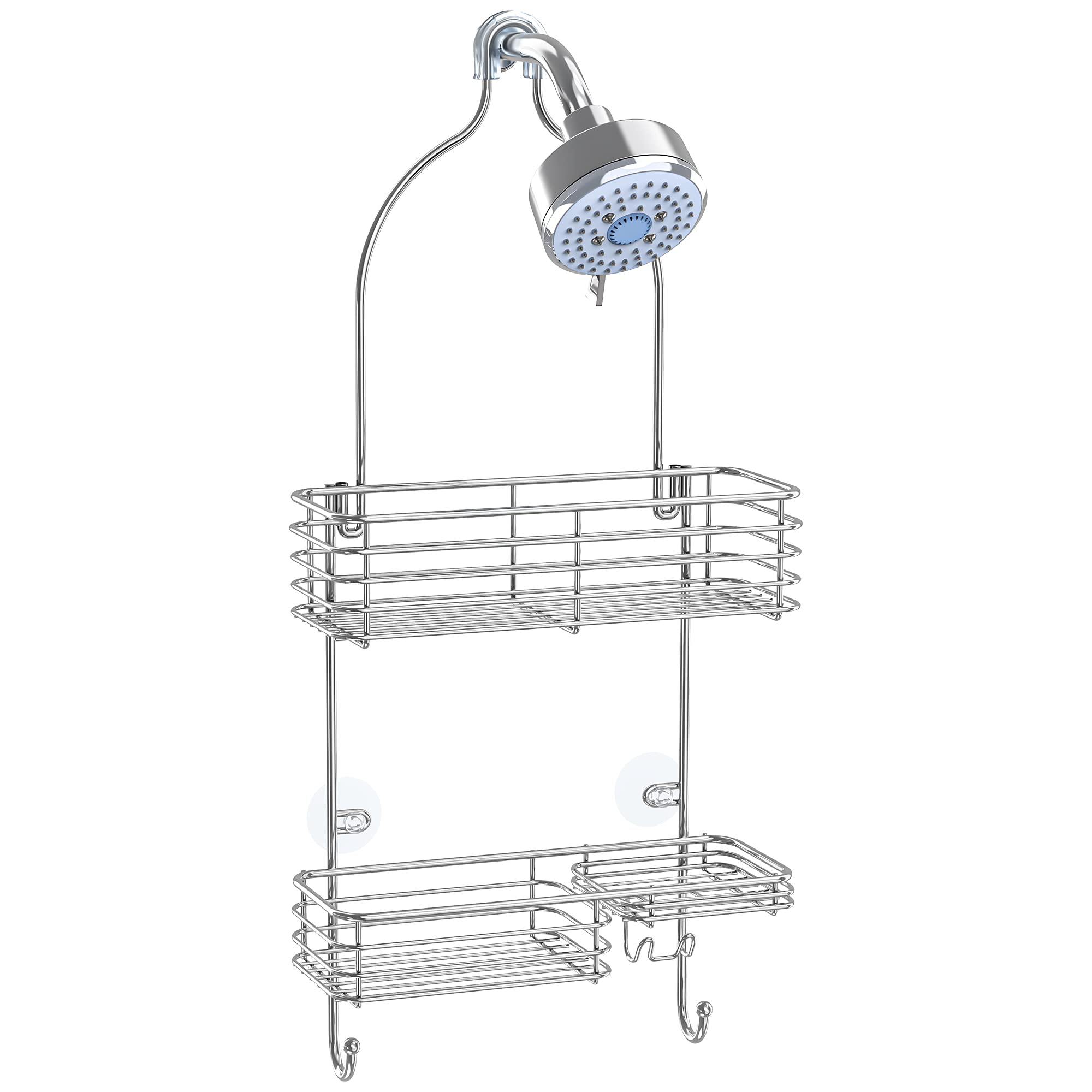 SMARTAKE Rustproof Stainless Steel Hanging Shower Caddy - SUS201 Shower Shelf Organizer with Drainage Holes - Over The Shower Storage Rack for Bathroom, Toilet & Shower Room - Perfect for Storing Shampoo, Soap & Bath Essentials (Silver)