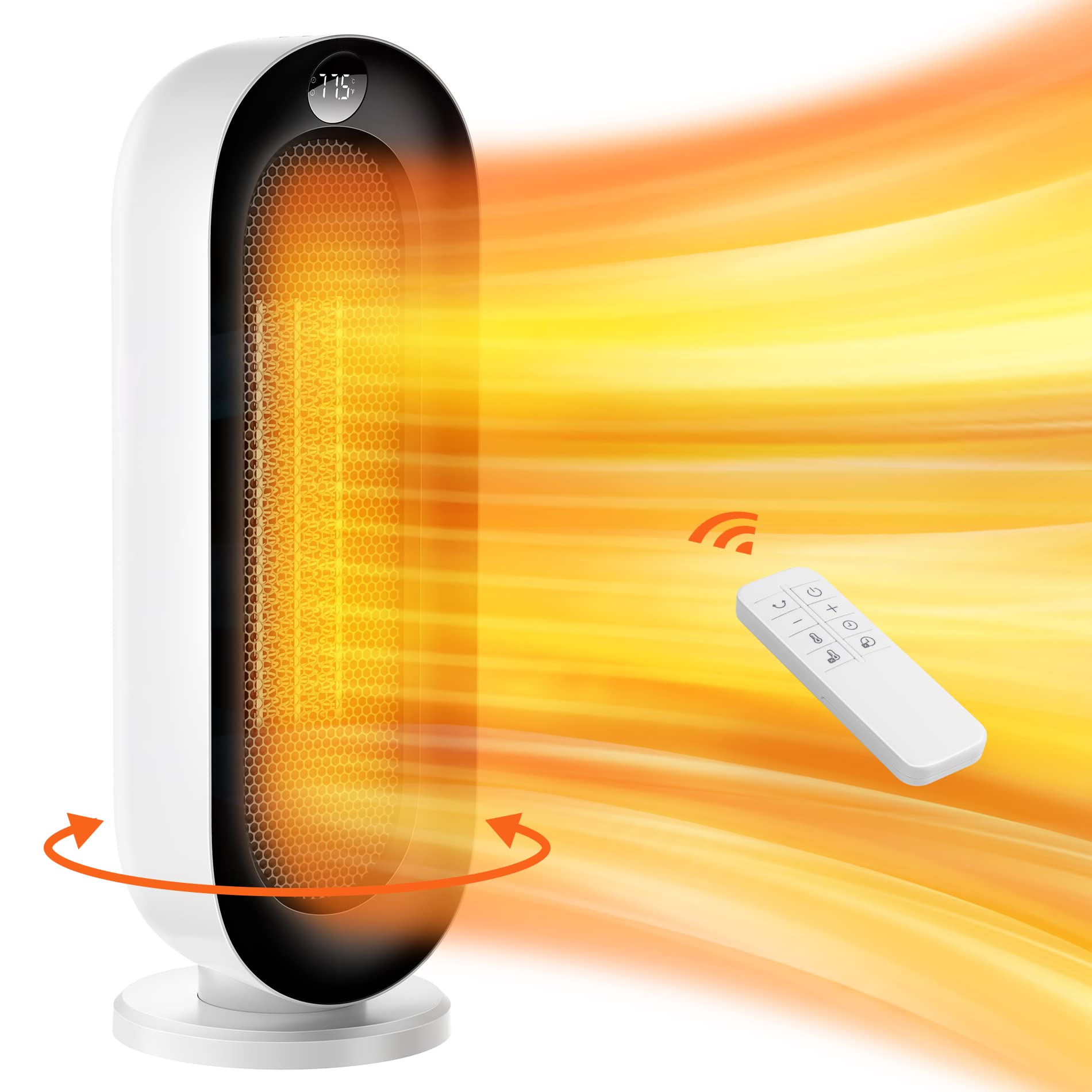 Ilake 70° Oscillating Electric Space Heater with Remote & Thermostat - 1500W Energy Efficient Indoor Heater with Digital Display & 12H Timer - Perfect for Office, Bedroom, Living Room & Small Spaces - Great Gift Idea for Winter Warmth & Home Comfort