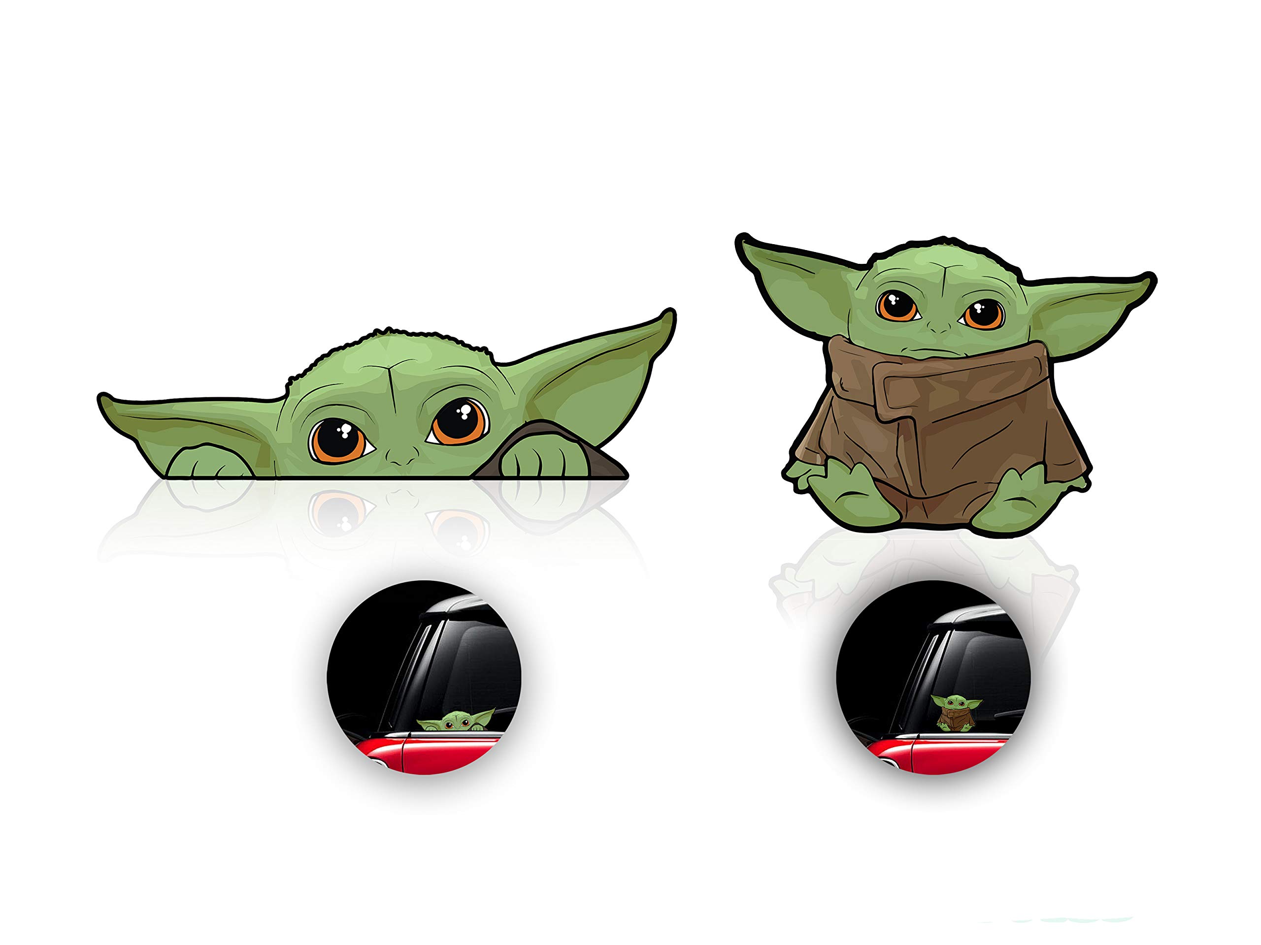 4 Pack Baby Yoda Decals Stickers - Car, Window, Laptop, Luggage, Skateboard & Bike Vinyl Stickers - The Mandalorian Inspired Decor - Perfect for Home, Office & Travel Accessories