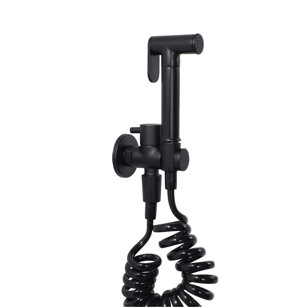 BlackSprayer Single Cold Water Brass Handheld Bathroom Shower Toilet Sprayer - Wall Mounted Bidet Sprayer with Spring Hose - Perfect for Feminine Hygiene, Baby Care & Watering Plants | Ideal for Bathroom, Nursery & Garden Use