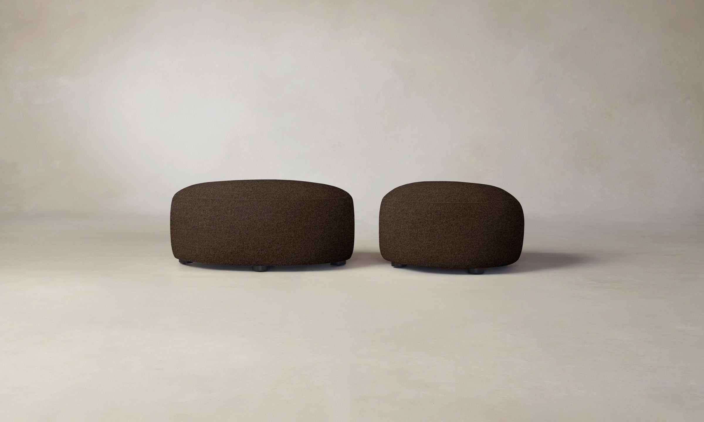 Premium Italian Brushed Wool Chelsea Ottoman in Cocoa Brown - Elegant Footstool for Living Room, Bedroom & Home Decor
