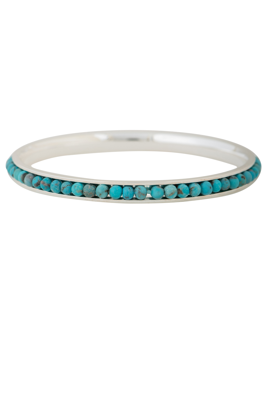 Paige Wallace Turquoise Bangle Bracelet for Women - Handmade Sterling Silver Jewelry - Boho Chic Accessories for Casual & Formal Wear