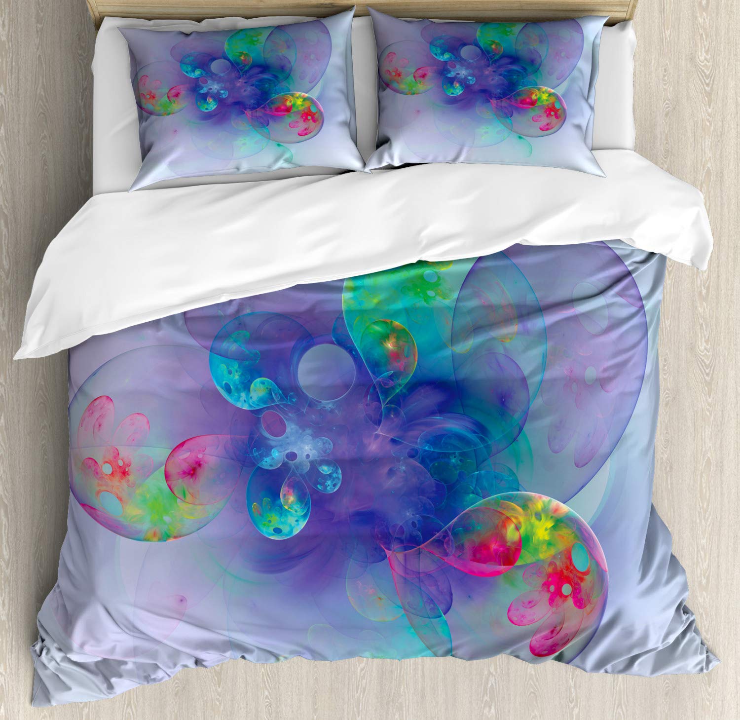 Ambesonne Psychedelic Abstract Duvet Cover Set - 3 Piece California King Bedding with 2 Pillow Shams, Trippy Digital Print in Violet Red - Perfect for Bohemian Bedrooms, Dorm Decor & Unique Gift Ideas
