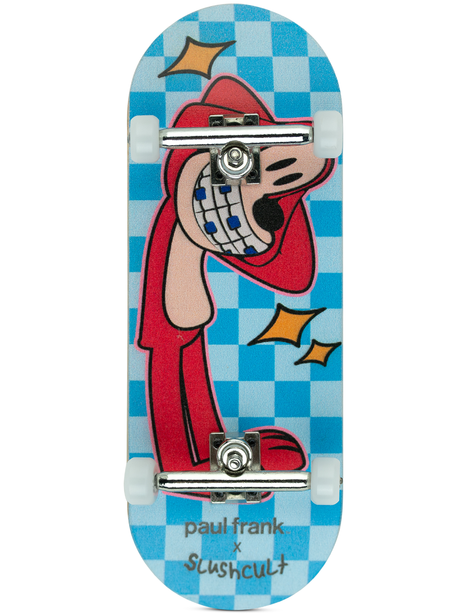 Slushcult x Paul Frank Grom Fingerboard Complete Bob 2.0 - Premium Skateboard Fingerboard for Kids & Adults - Perfect for Office Stress Relief & Skateboard Practice at Home