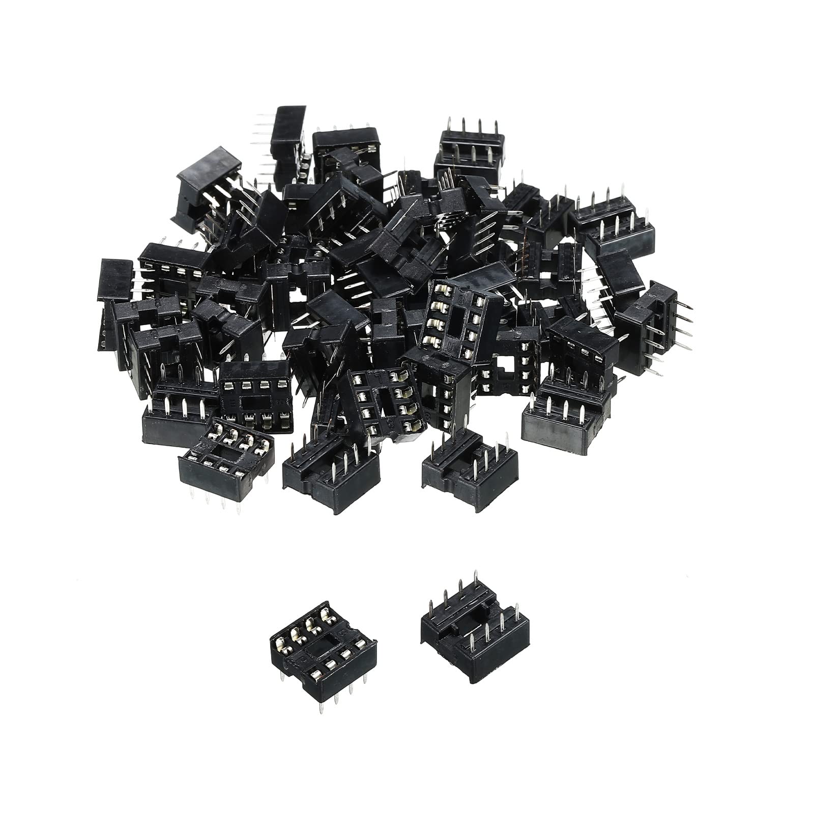 MECCANIXITY 50-Pack 8P 2.54mm Pitch DIP IC Chip Socket Adapter with Flat Pins for PCB Board - Perfect for Electronics Prototyping, DIY Projects, and Circuit Board Repairs