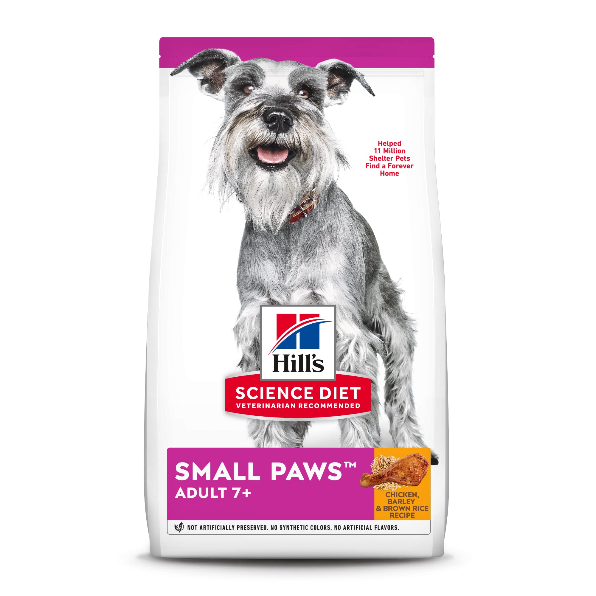 Hill's Science Diet Dry Dog Food for Senior Dogs Age 7+ - Small Breed Formula with Chicken Meal, Barley & Brown Rice - 15.5 lb Bag | Supports Joint Health & Easy Digestion for Small Senior Dogs at Home or Travel