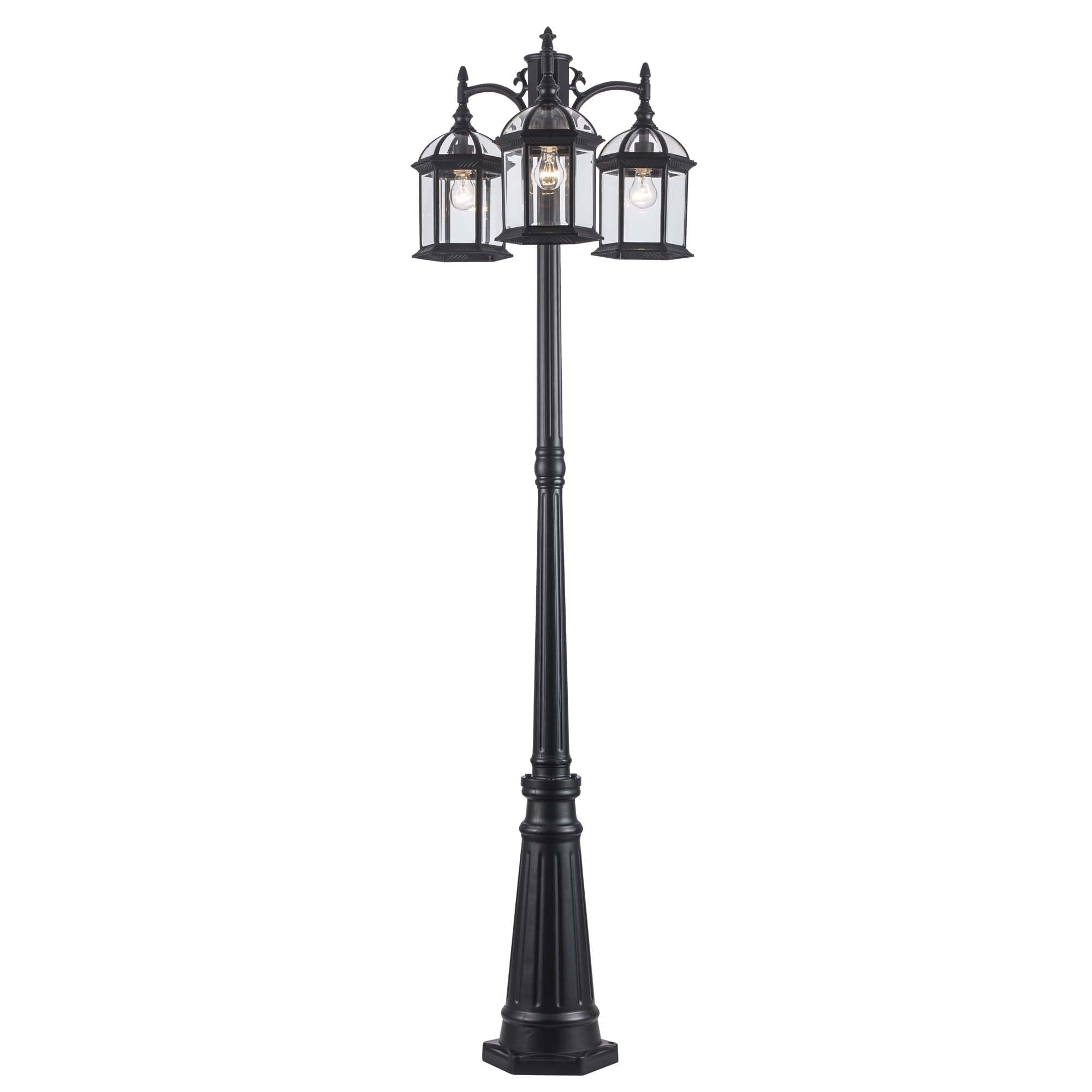 Trans Globe Lighting TG4189 BK Wentworth Collection - 3-Light Outdoor Lantern Post Mount in Black Finish | Traditional Style Light Fixture for Porch, Garden & Pathway Lighting