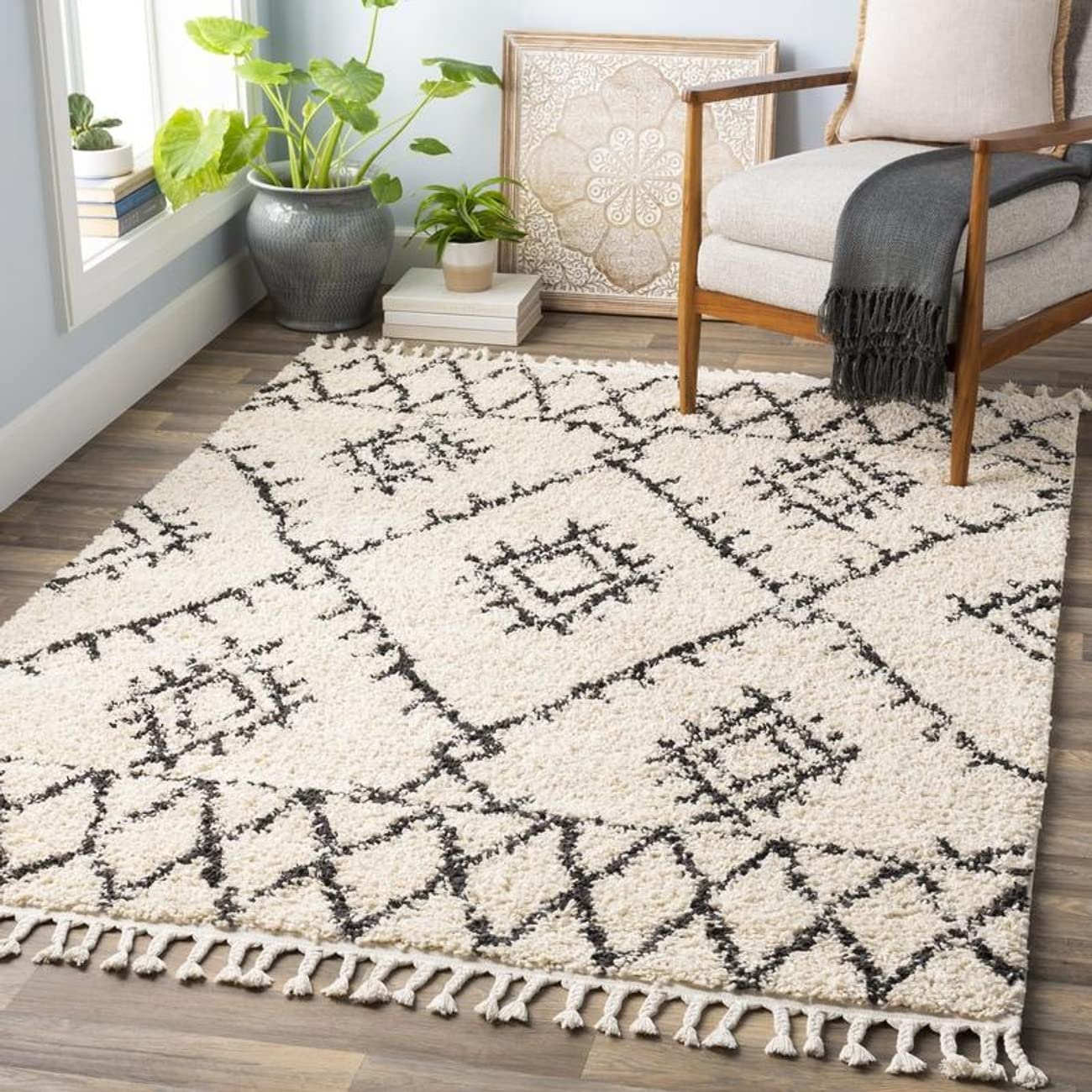 Mark&Day 10x14 Bohemian Area Rug - Soft Beige & White Global Design for Living Room, Bedroom, Kitchen - Perfect for Boho Chic Decor & Cozy Home Style (10' x 13'11