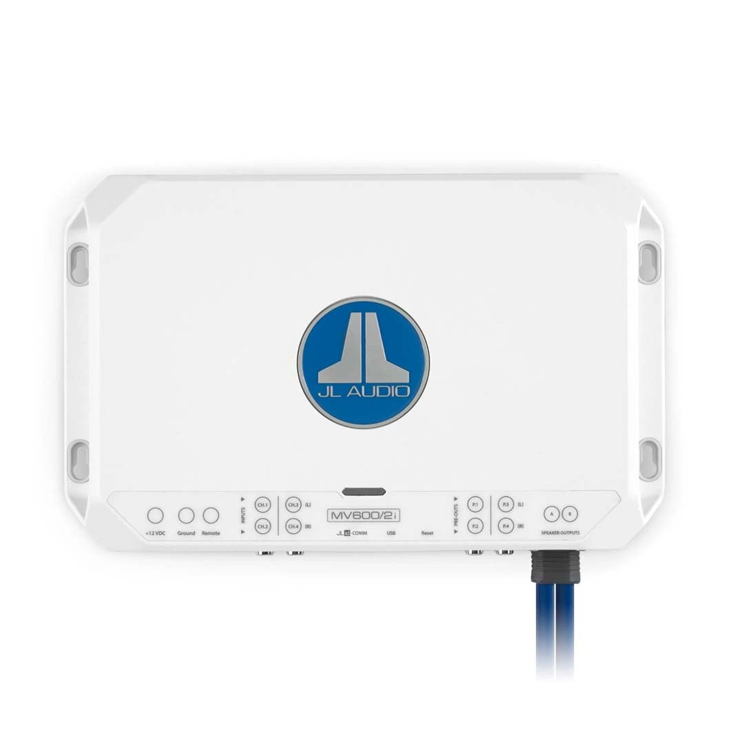 JL Audio MV600/2i MVi Series 600W 2-Channel Marine Amplifier with DSP - Waterproof Boat Audio System for Marine & Off-Road Vehicles