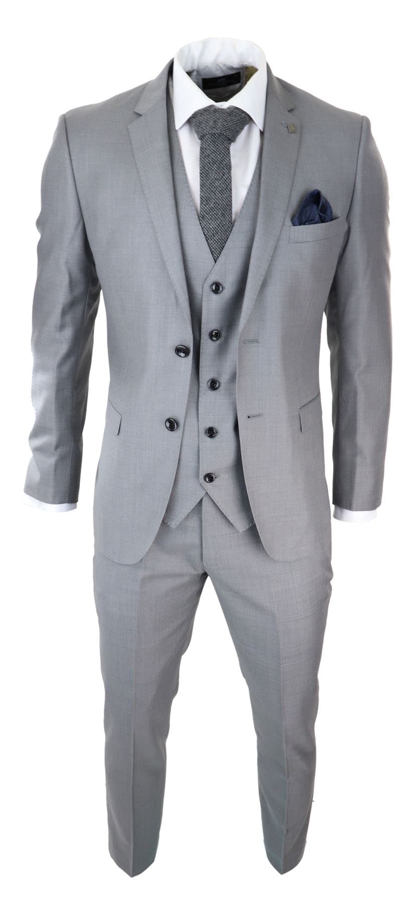Men's Light Grey 3-Piece Suit - Classic Stitch Formal Wear for Wedding, Summer Prom & Groom's Attire | Perfect for Business Events, Cocktail Parties & Special Occasions