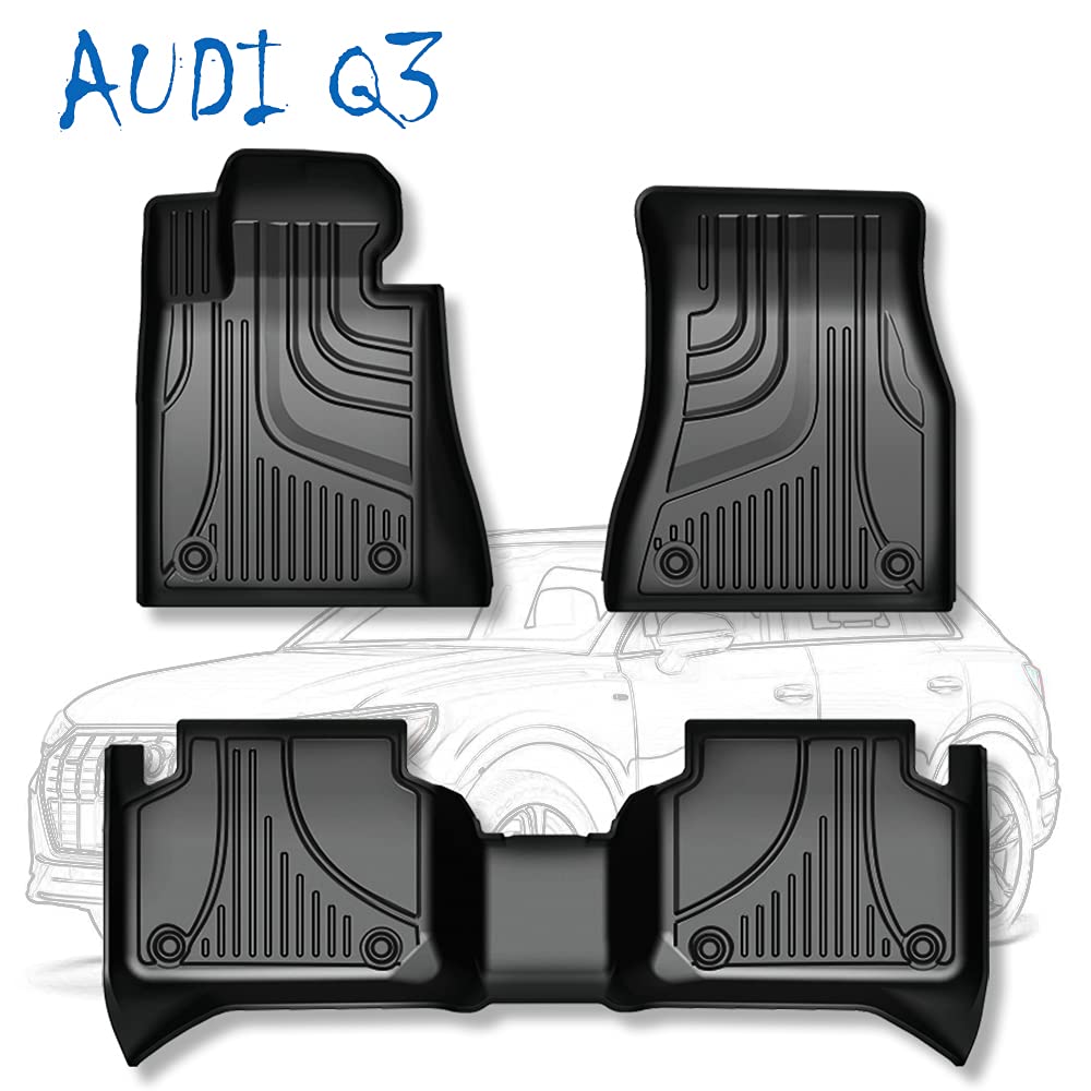 DISUTOGO TPE All-Weather Car Floor Mats for 2019-2022 Audi Q3 - Heavy Duty Front & Rear Seat Liners, Black - Waterproof & Dirt Protection for Daily Commute, Road Trips & Off-Road Adventures