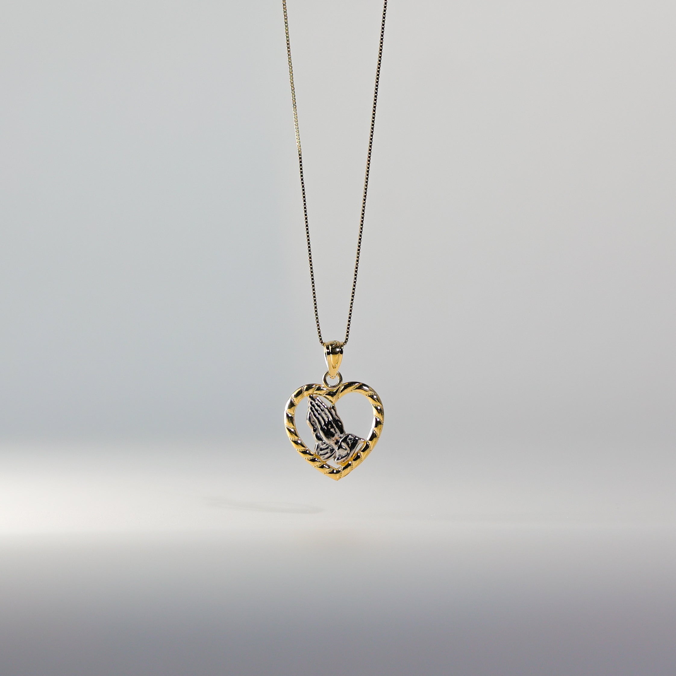 Gold Praying Hands In Heart Pendant Necklace - Model 1483 | Religious Jewelry Gift for Women & Men | Perfect for Baptism, Confirmation & Daily Faith Inspiration