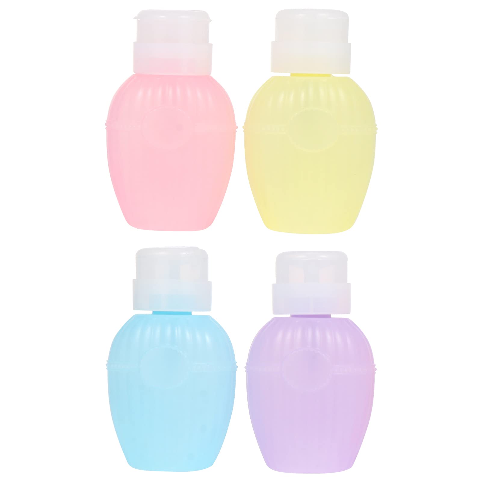 MILISTEN 4Pcs Empty Bottle Pump Dispenser - Plastic Refillable Nail Polish & Makeup Remover Bottles with Push Down Pump for Salon, Home & Travel Use