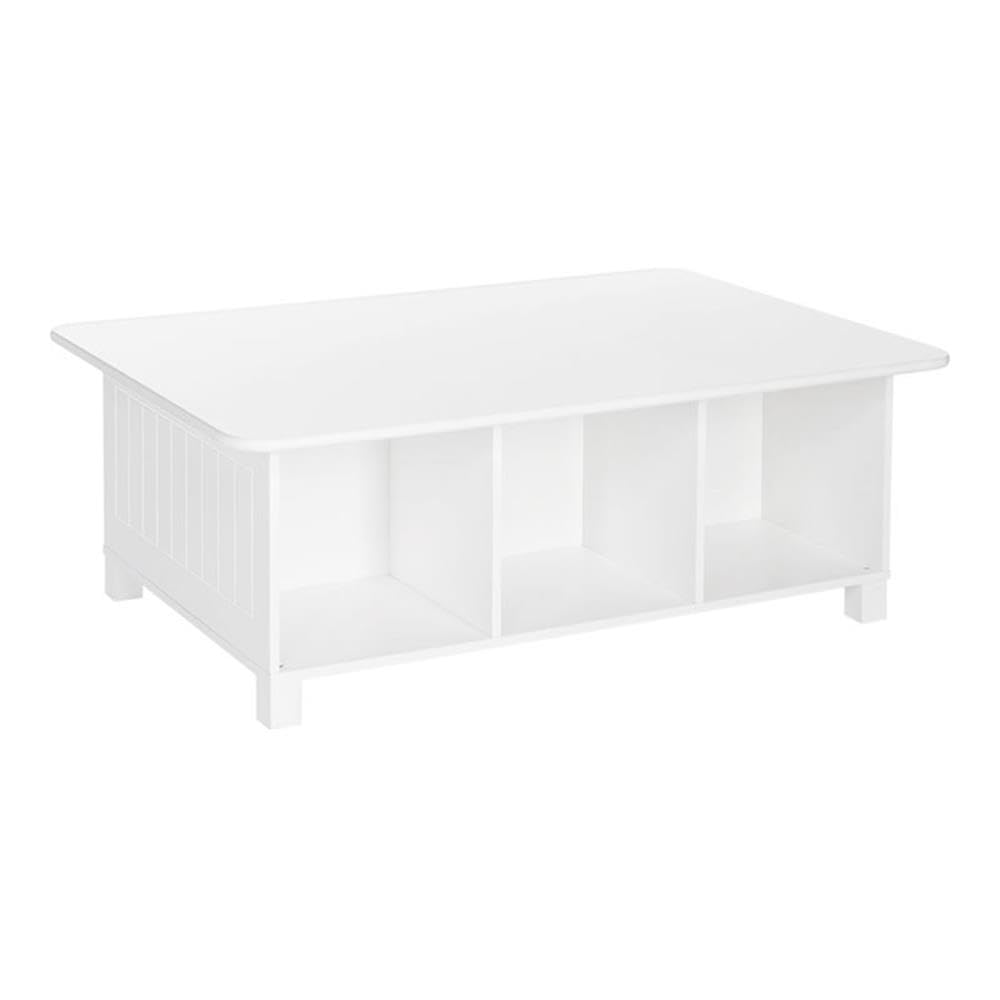 RiverRidge Kids Desk and Activity Table with 6 Storage Cubbies - White Playroom Organizer for Arts & Crafts, Toy Train Sets, and Learning Activities - Perfect for Playrooms, Daycares, and Homeschool Classrooms