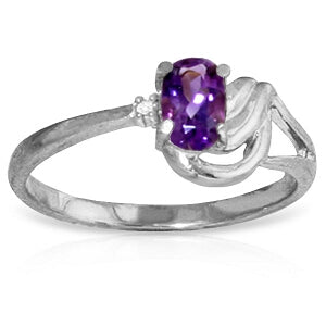 0.46 Carat 14K Solid White Gold Diamond & Amethyst Ring for Women - Elegant Wedding, Engagement, Anniversary Gift Jewelry