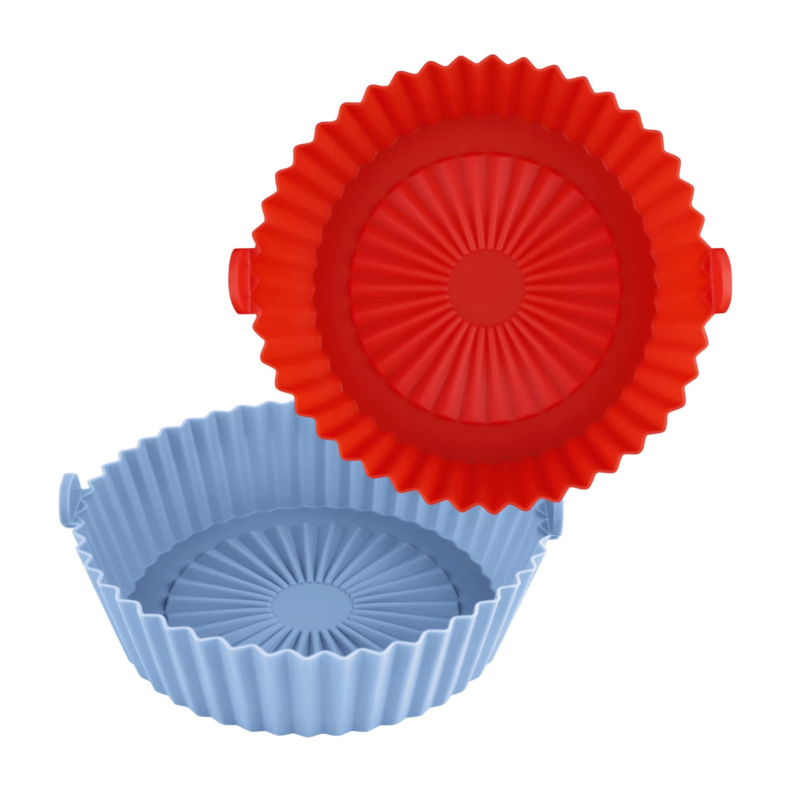 LUTER 2-Pack 5.7-Inch Silicone Air Fryer Basket Liners - Non-Stick, Heat-Resistant Round Pot Liners for Air Fryer Oven Accessories (Red & Blue) - Perfect for Baking, Roasting, and Healthy Cooking