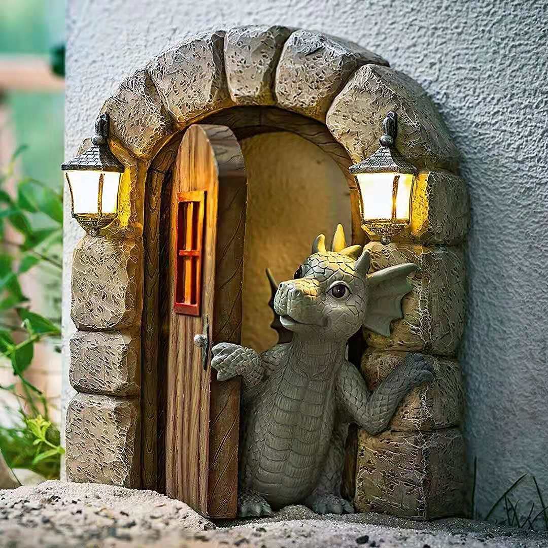 Solar-Powered Dragon Garden Statue - Weather-Resistant Outdoor Decor with Luminous Resin Design for Yard, Patio & Landscape Lighting | Perfect for Asian-Themed Gardens, Zen Spaces & Fantasy Backyards