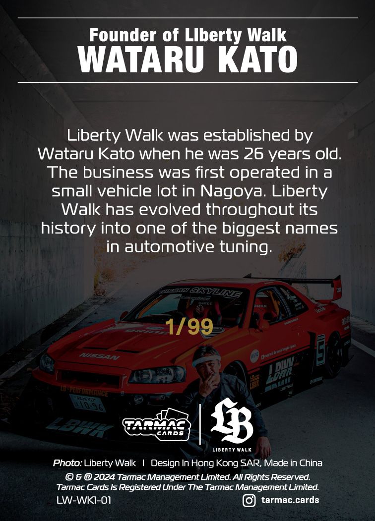 Tarmac Cards LB Liberty Walk Collection Vol.1 Special Parallel - LW WK1 01 LB Kato01 (Hanabi/99) Limited Edition Trading Cards for Car Enthusiasts & Collectors - Perfect for Display, Trading, and Gifts