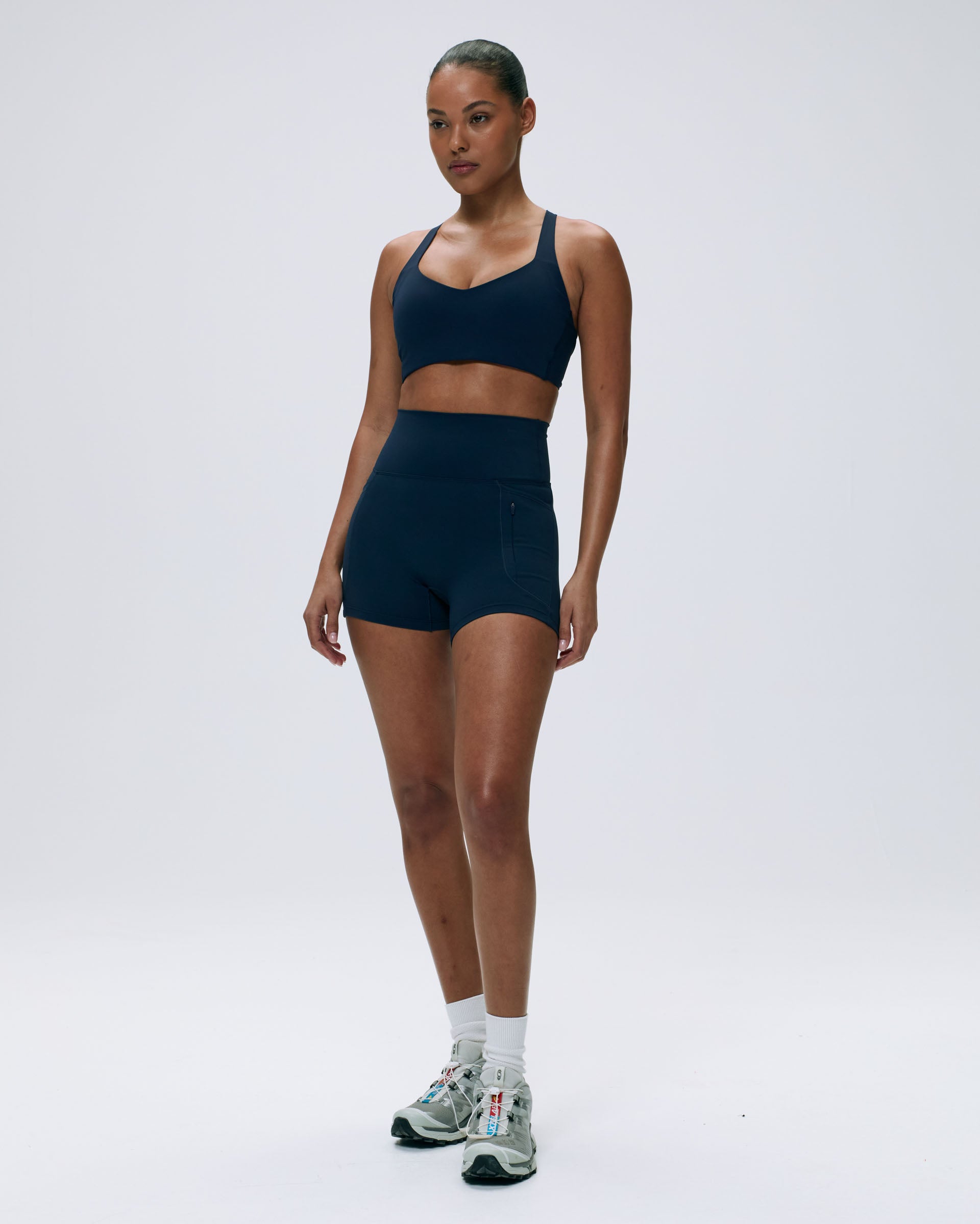 Ultimate Racer Cut Out Sports Bra - Navy Blue Workout Top for Running, Yoga & Gym | High Support Activewear for Women