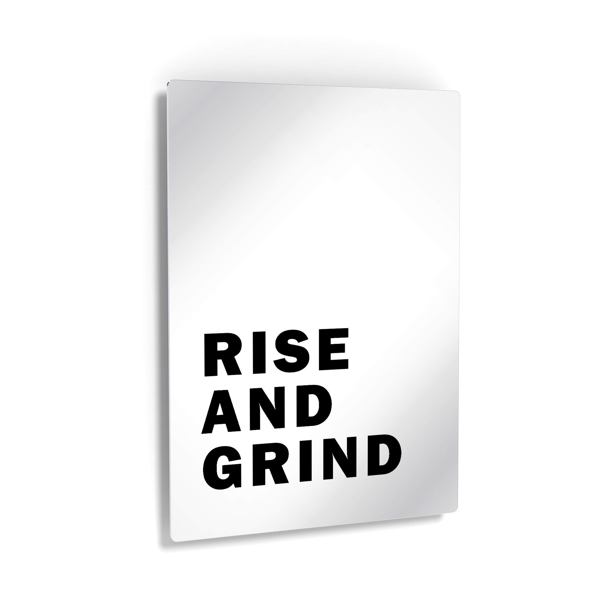 Rise and Grind Motivational Metal Wall Art - Inspirational Black & White Entrepreneur Quote Print - Modern Office & Living Room Decor - 12x8 Inch Ready-to-Hang Artwork - Perfect for Home Office, Gym Motivation & Gift Giving