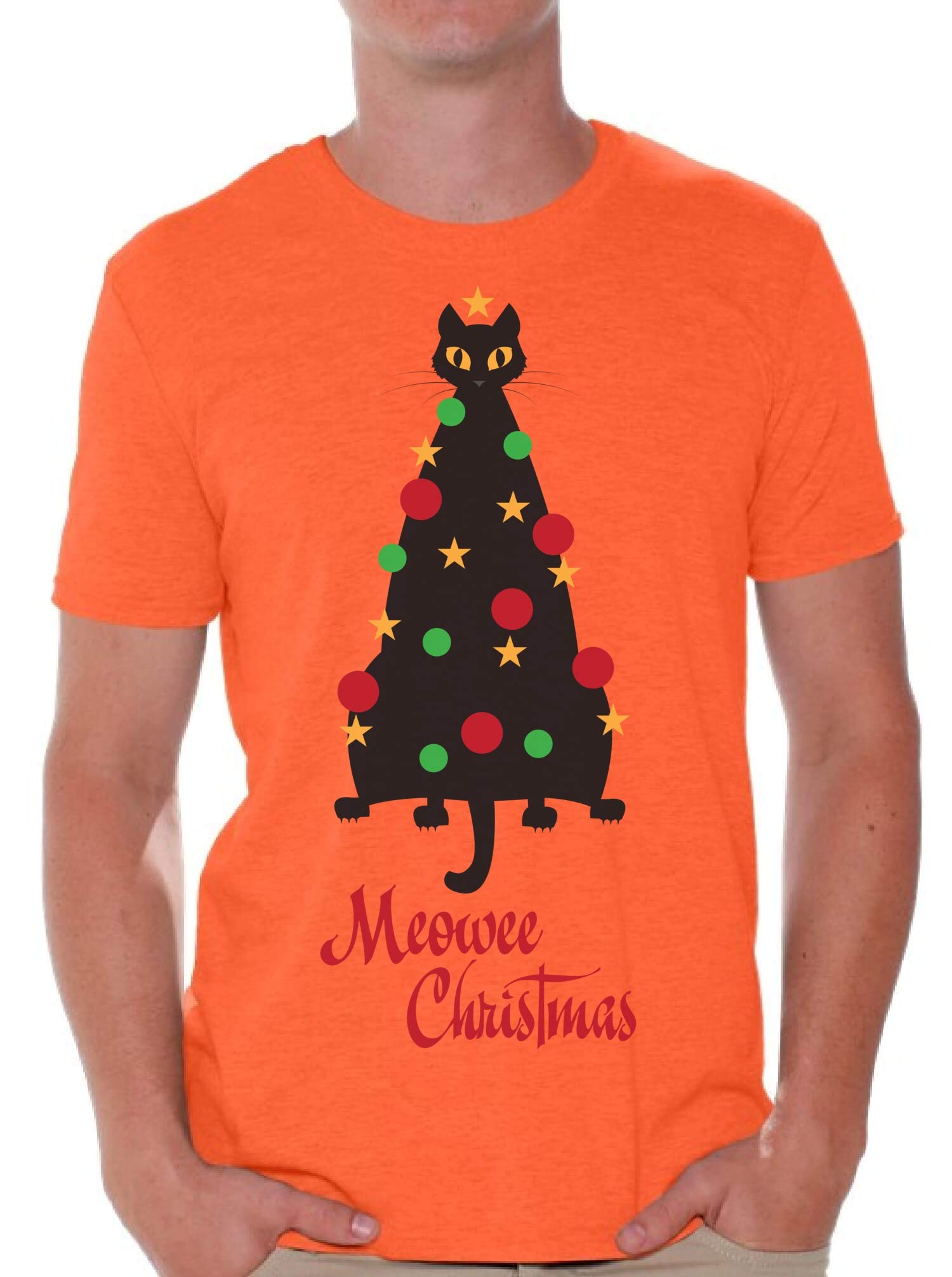 Funny Ugly Christmas Shirts for Men - Festive Cat Tree Xmas T-Shirt | Perfect for Holiday Parties & Family Gatherings