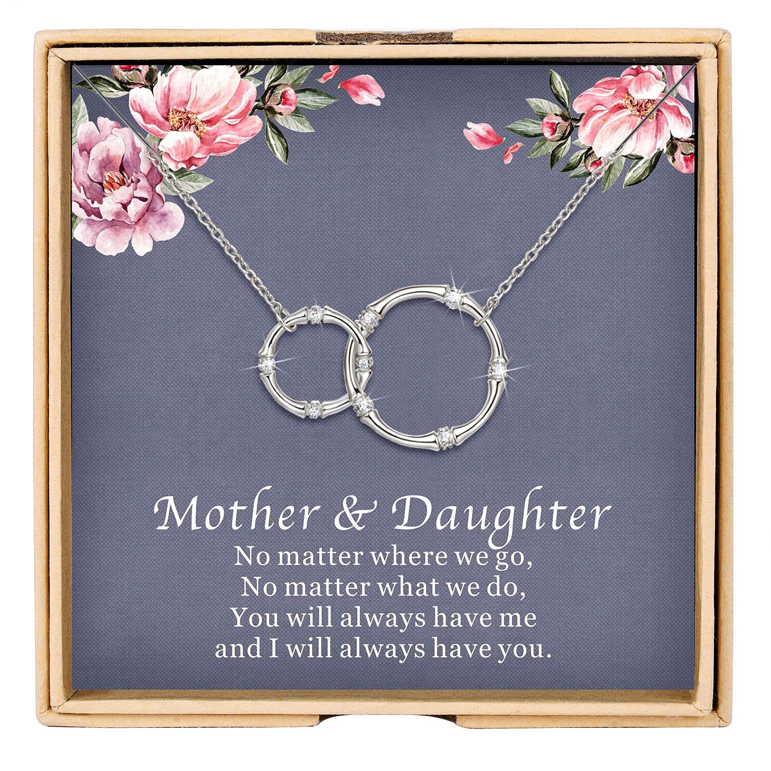 Sterling Silver Infinity Circle Necklace for Mom - Elegant 2 Circle Pendant Jewelry, Perfect Mother's Day & Birthday Gift for Women - Ideal for Daily Wear, Special Occasions & Heartfelt Surprises